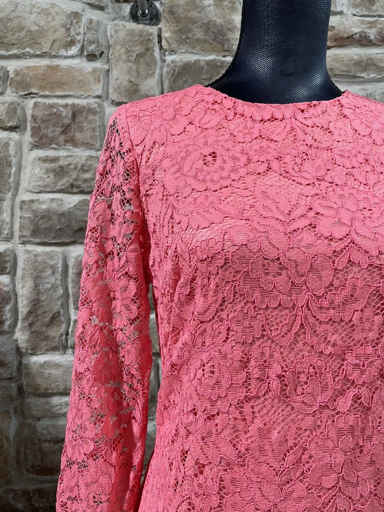 American Living Coral Lace Long Sleeve Sheath Dress, Size 8