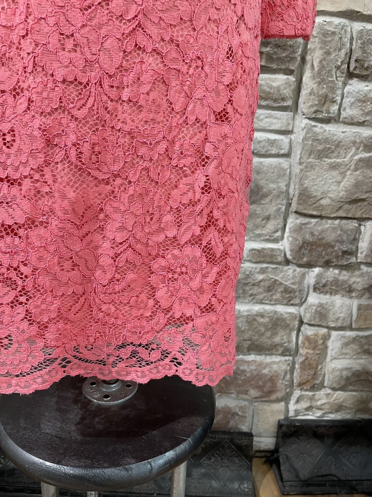 American Living Coral Lace Long Sleeve Sheath Dress, Size 8