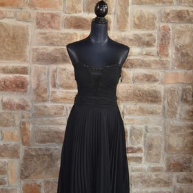 Dave & Johnny Black Beaded Pleated Lace Up Dress, Size 9/10