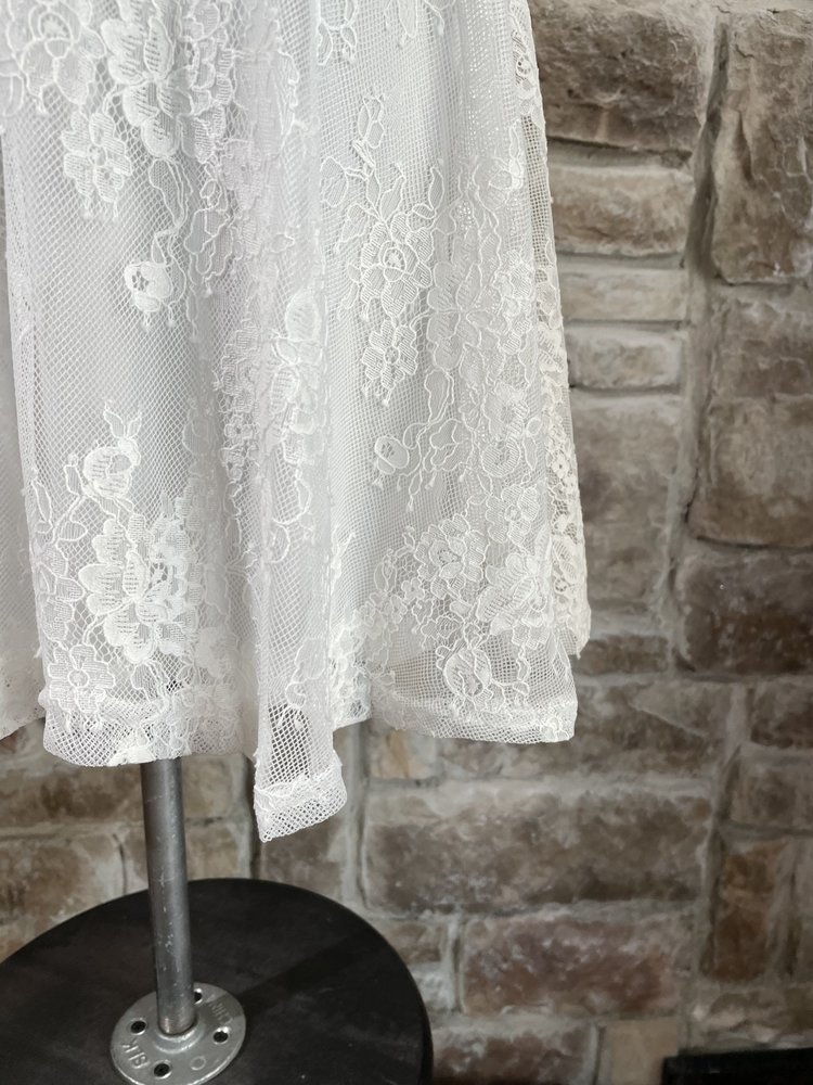 Identity White Lace Halter Cross back Dress