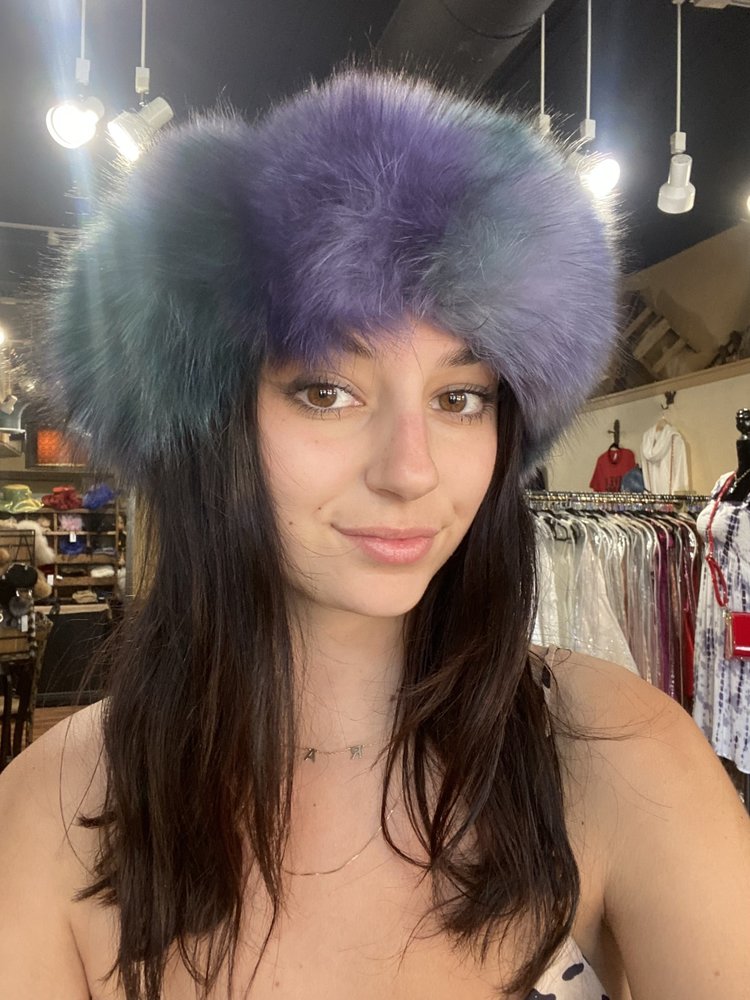 Mitchie's Matchings Purple and Green Dyed Fox Headband, 24"