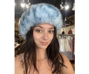 Powder Blue Dyed Fox Headband. Flawless. mitchies-matchings-light-blue-  main image 2
