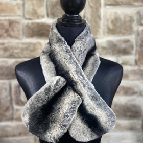 M. Miller Black and White Rex Rabbit Scarf,  34"