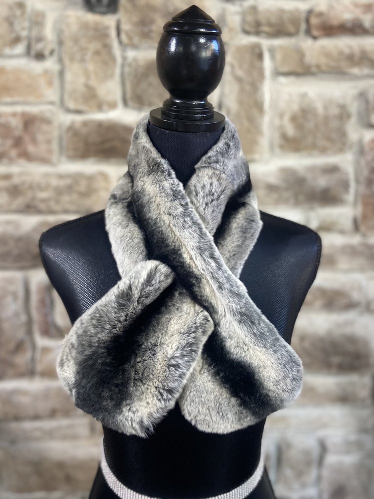 M. Miller Black and White Rex Rabbit Scarf,  34"