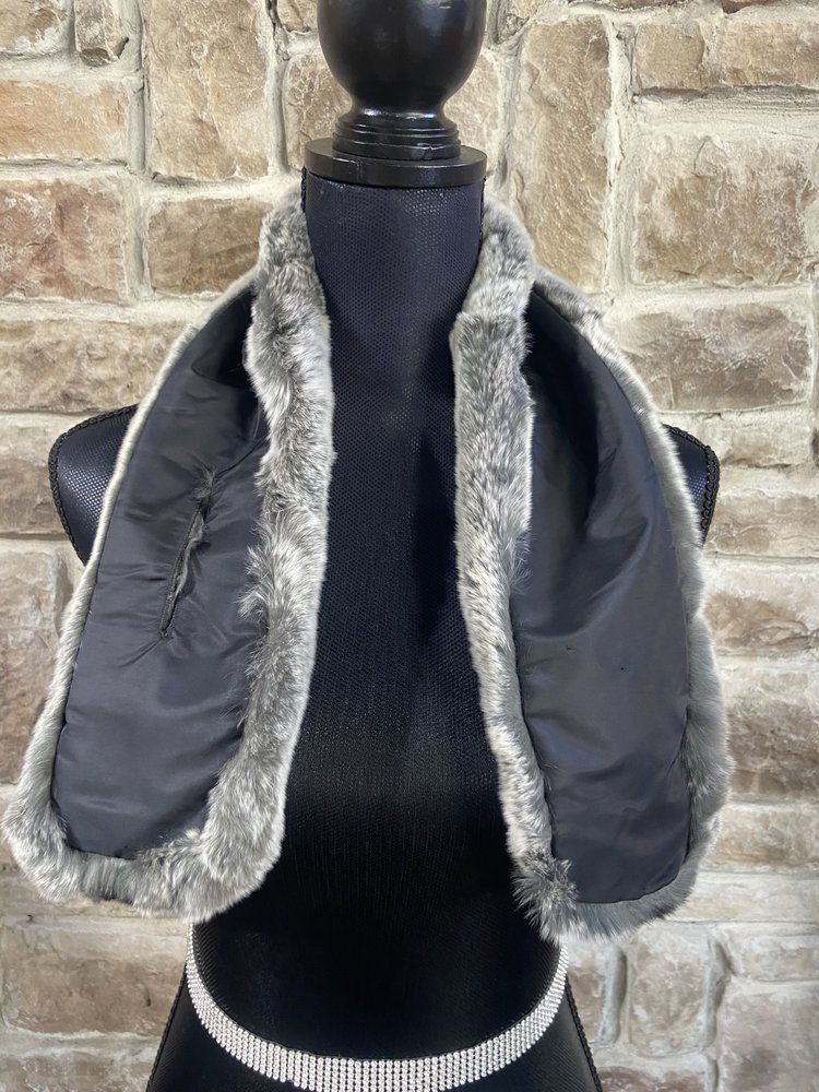 M. Miller Black and White Rex Rabbit Scarf,  34"