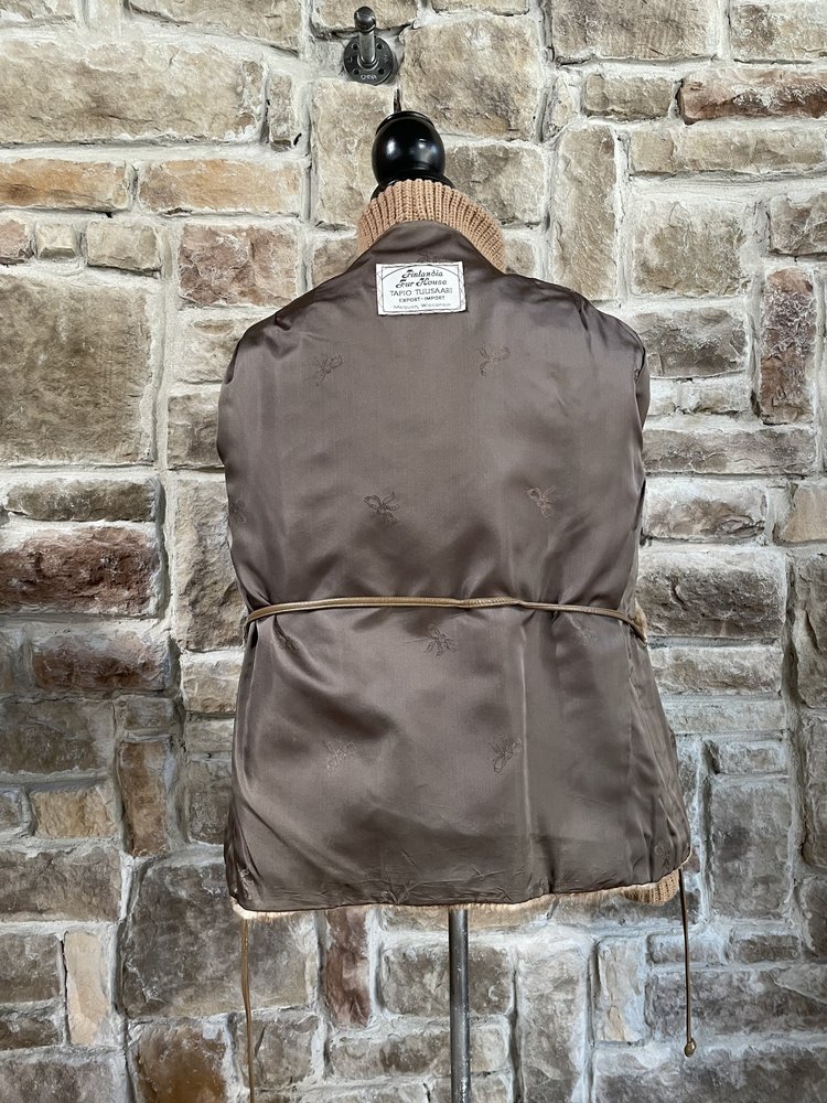 Finlandia Furs Autumn Haze Mink Paw Sweater w/ Knit Sleeves, Size L