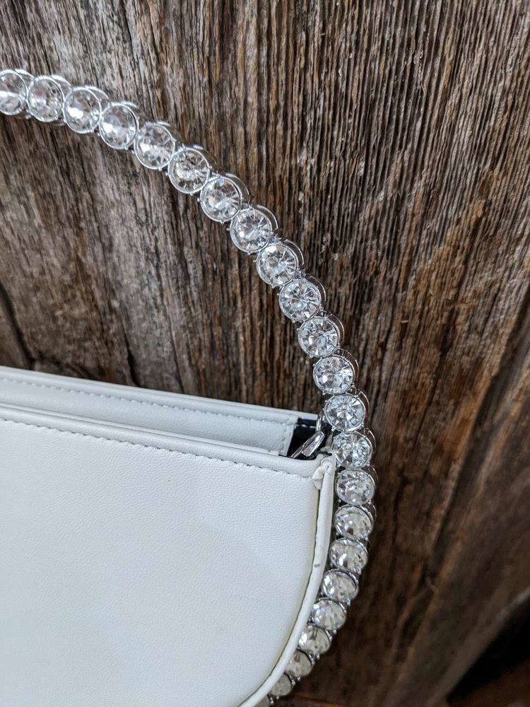 White Handbag with Orbiting CZ
