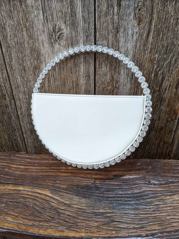 White Handbag with Orbiting CZ