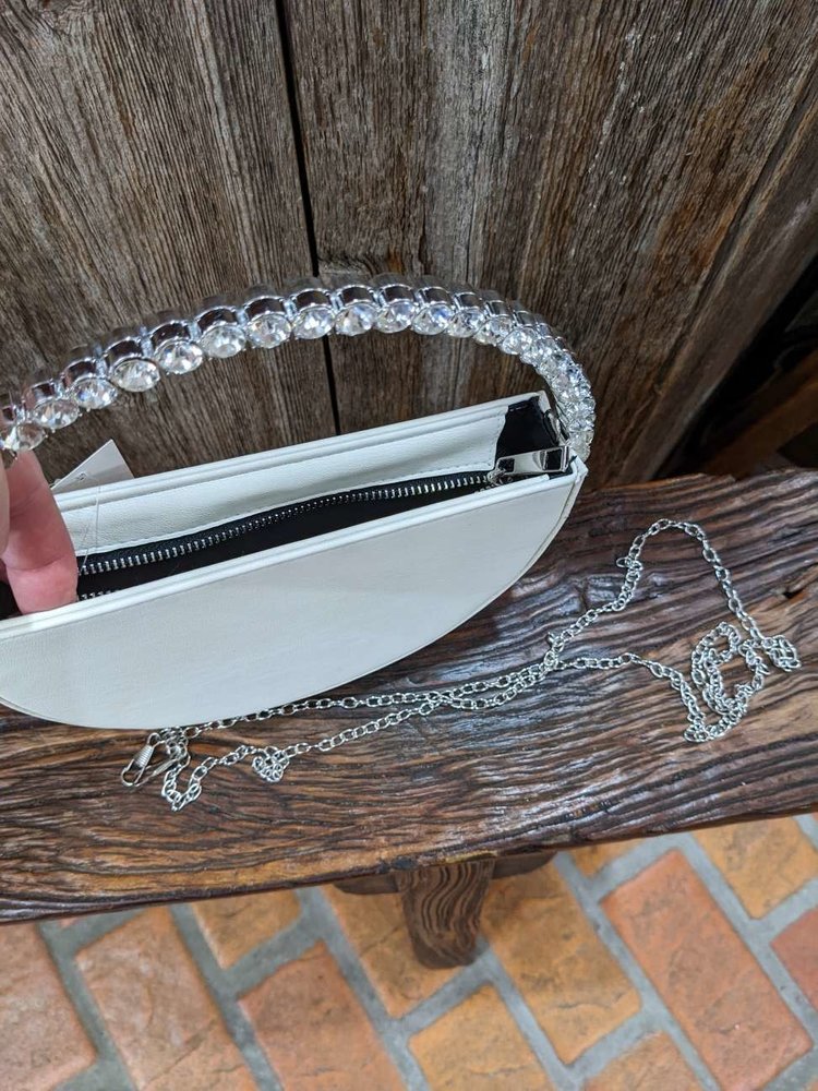 White Handbag with Orbiting CZ