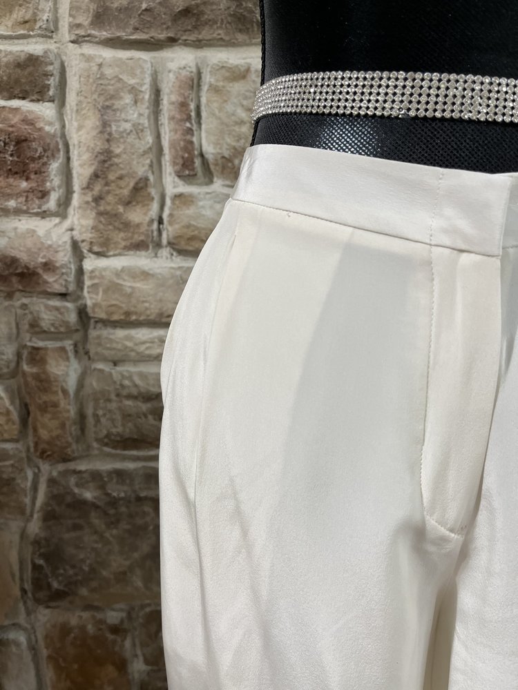 Jenni Kayne Cream Wide Leg Silk Pants, Size 6