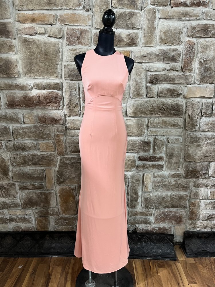 Jarlo Light Pink High Neck Cross Back Gown, Size XS