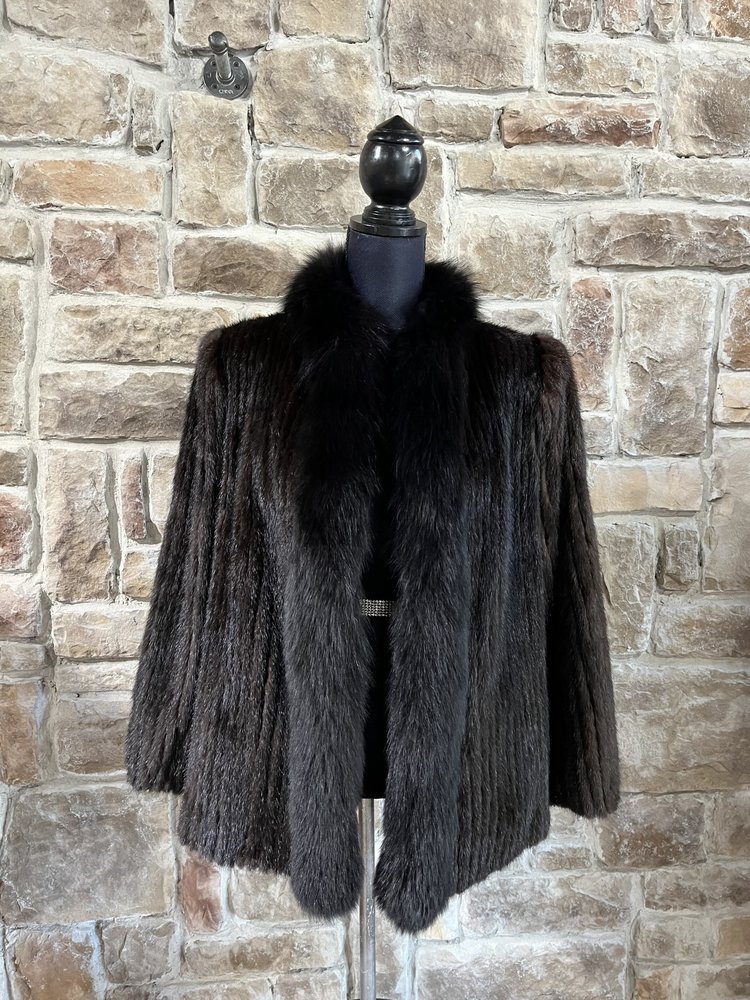 Very Dark Ranch Mink Corded with Fox Trim, Size M