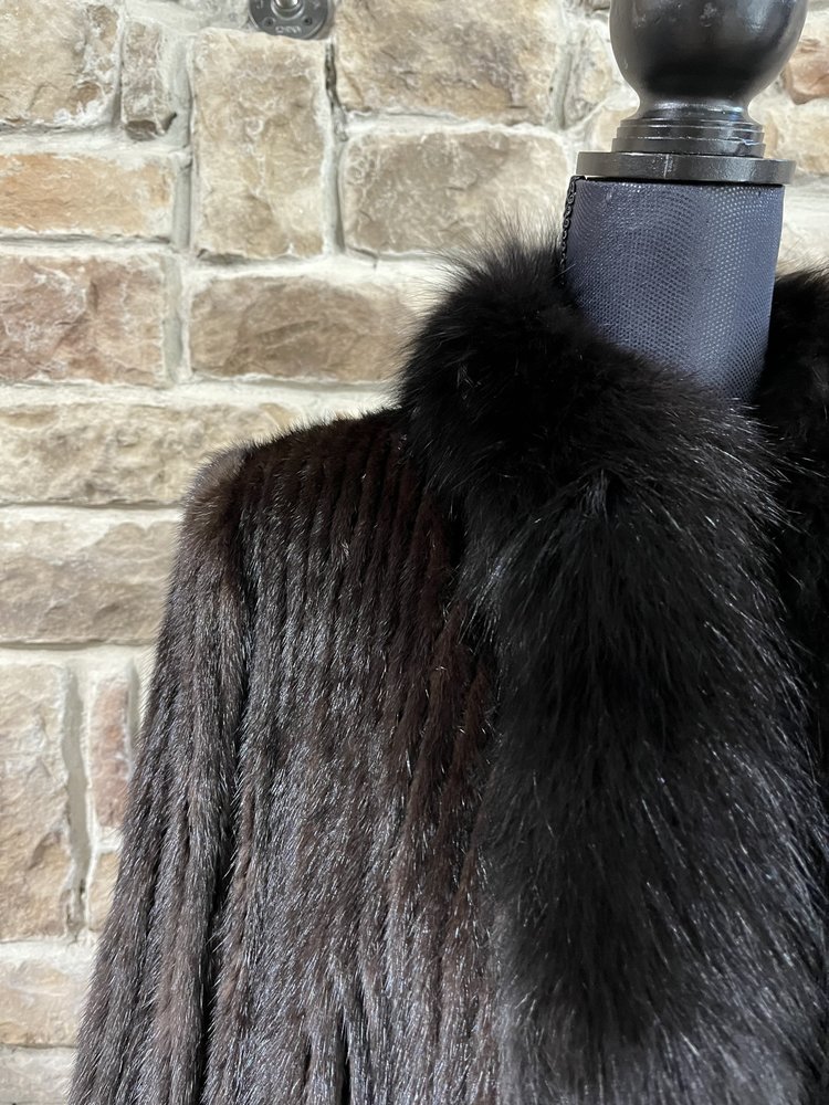 Very Dark Ranch Mink Corded with Fox Trim, Size M