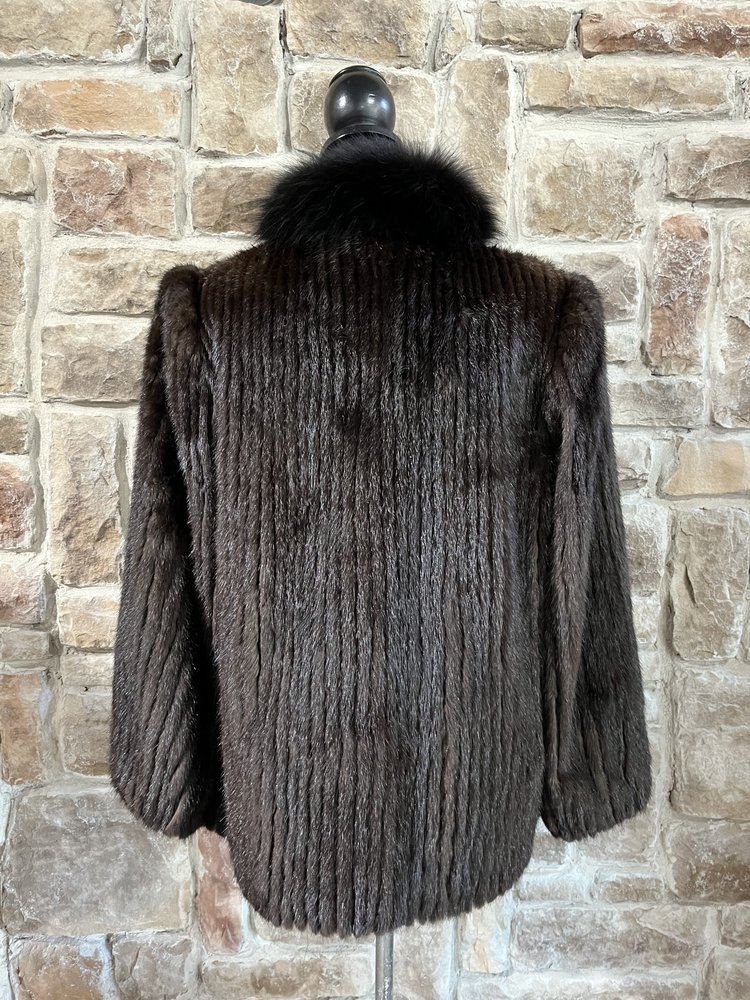 Very Dark Ranch Mink Corded with Fox Trim, Size M