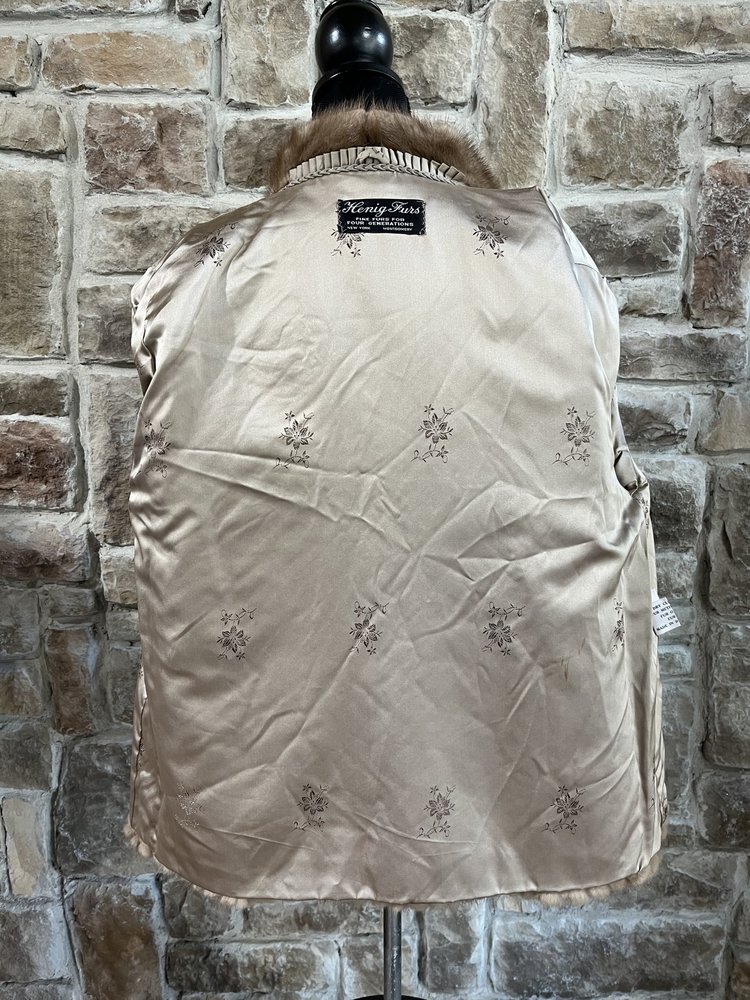 Henig Furs Autumn Haze Corded Herringbone Mink Coat, Size XL