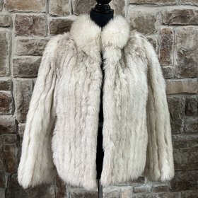 Saga Fox Blue Fox Jacket With Tail Collar, Size S