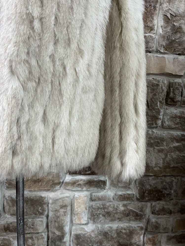 Saga Fox Blue Fox Jacket With Tail Collar, Size S