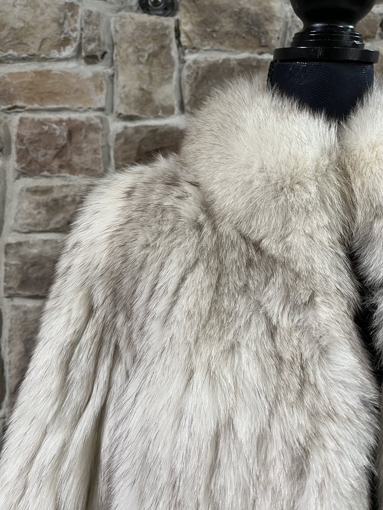 Saga Fox Blue Fox Jacket With Tail Collar, Size S