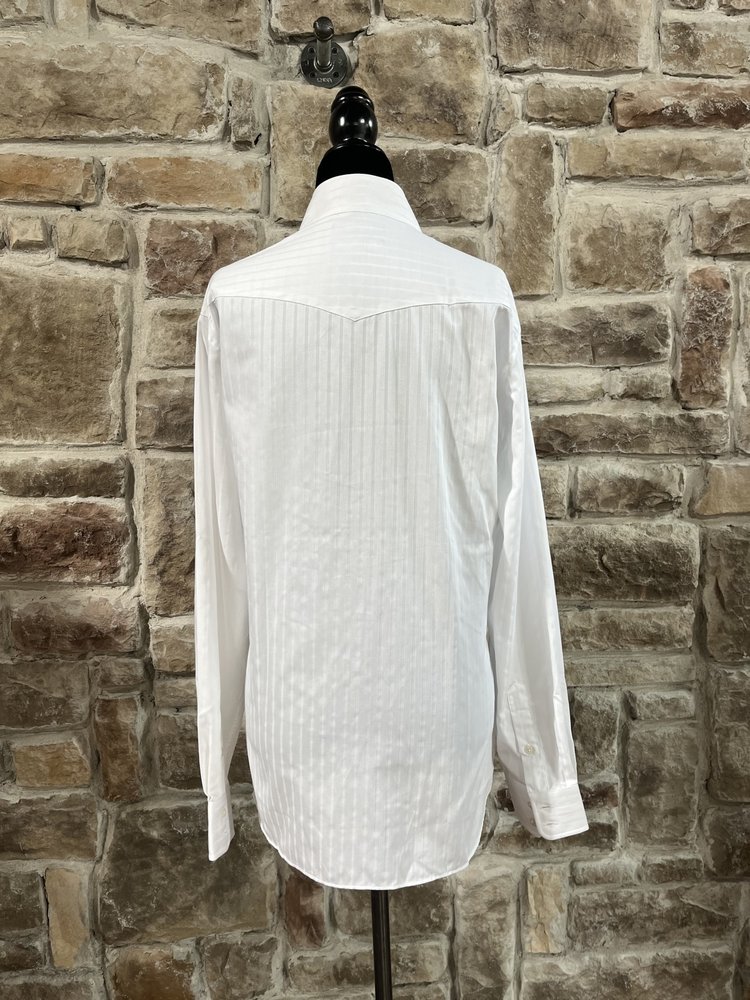 Essex Classics White Herringbone Striped Riding Shirt, Size 42 (XL)