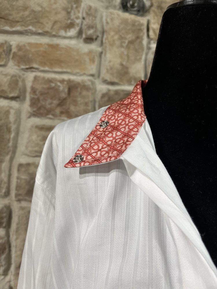 Essex Classics White Herringbone Striped Riding Shirt, Size 42 (XL)