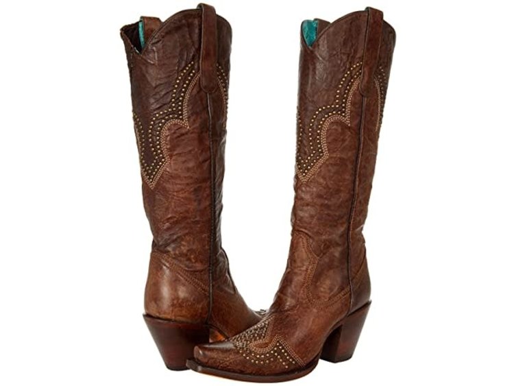 Corral Corral Boot A4097 Brown Embroidery & Studs Tall Top