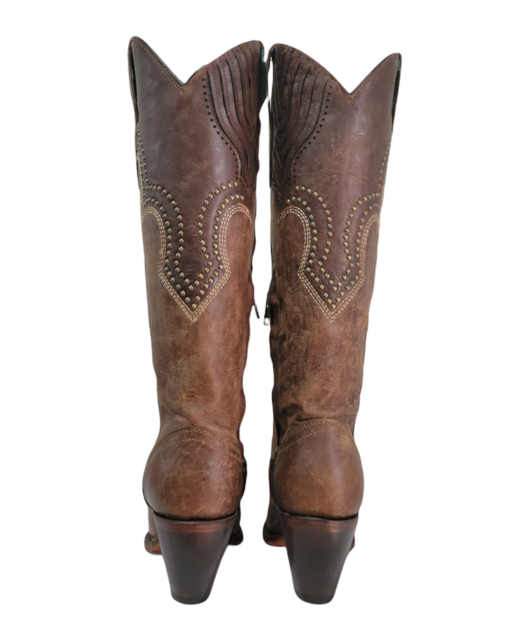 Corral Corral Boot A4097 Brown Embroidery & Studs Tall Top