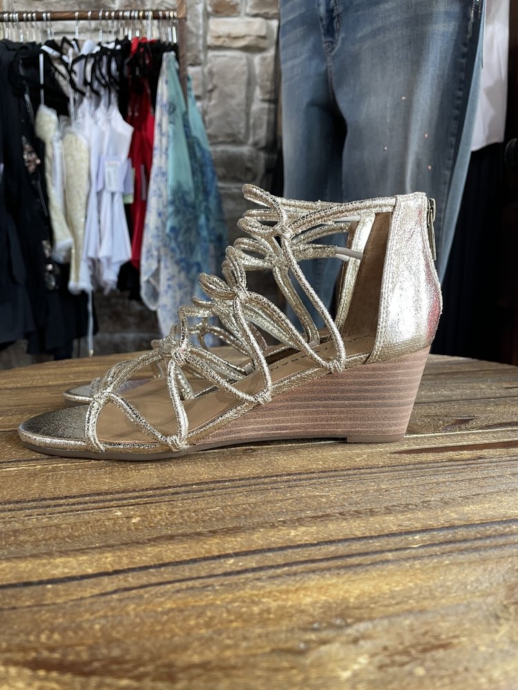Lucky Brand Gold Platinum Lace Up Wedge