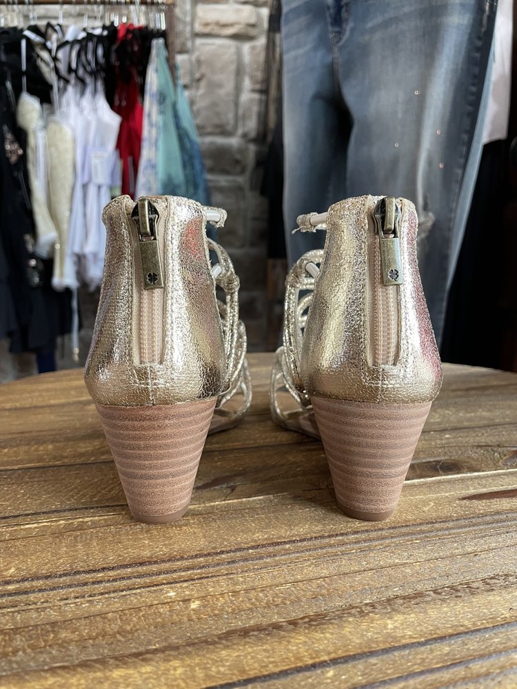 Lucky Brand Gold Platinum Lace Up Wedge