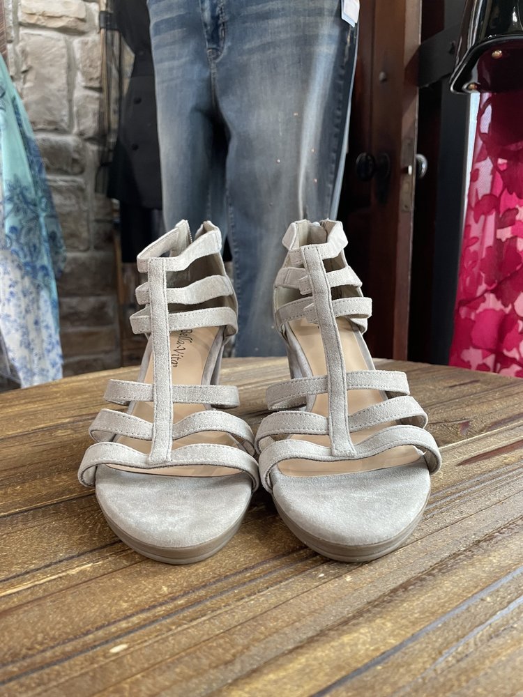 Bella Vita Tan Suede Tri-Strap Block Heel, Size 8.5