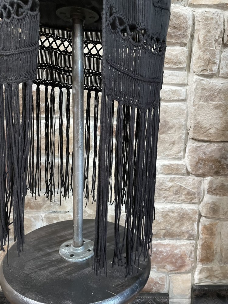 Rock & Roll Cowgirl Black Open Crochet Fringe Bottom Vest, Size L