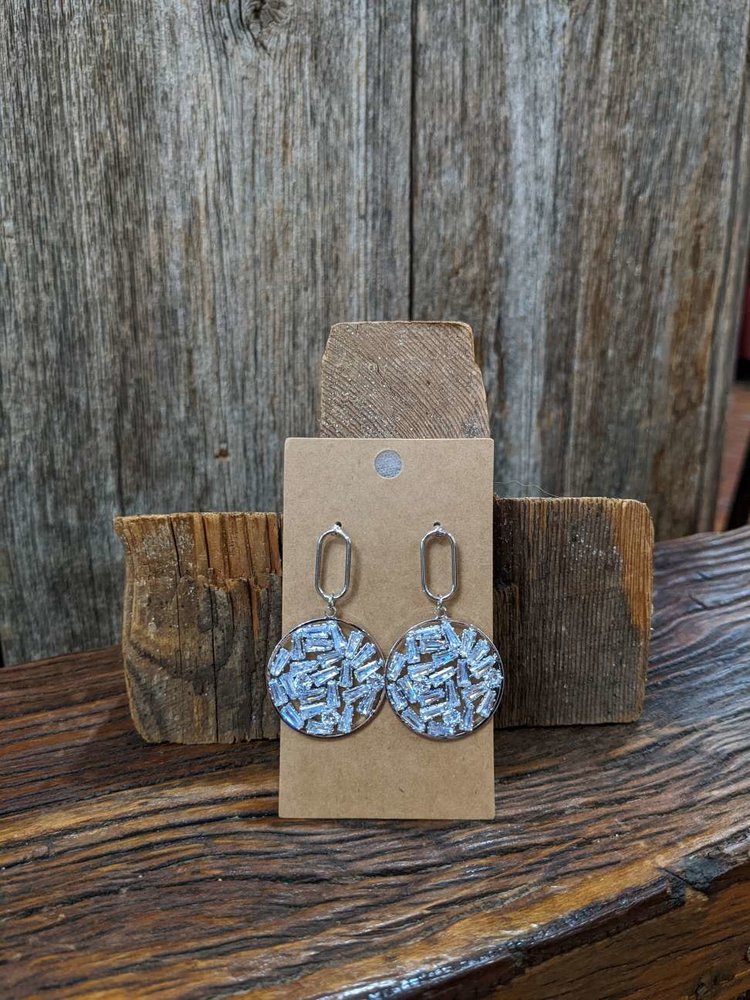 Silver Rhinestone Circle Earrings