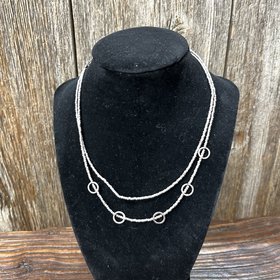 Silver Beaded Double Necklace