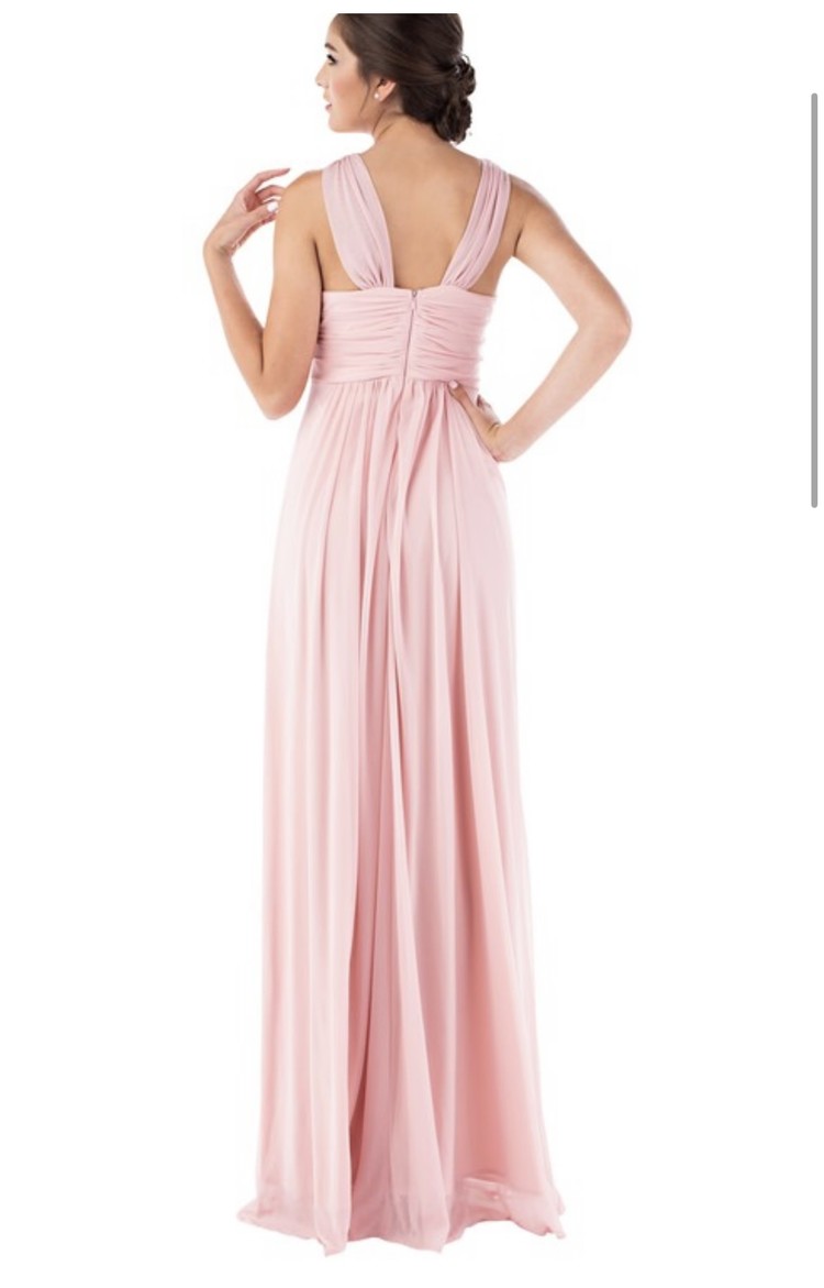 Fiesta Fashion Light Pink Chiffon Cross Halter Gown, Size XL