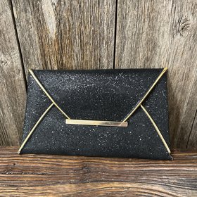 Black Shimmer with Gold Trim Clutch