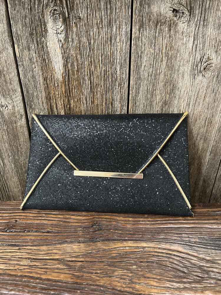 Black Shimmer with Gold Trim Clutch