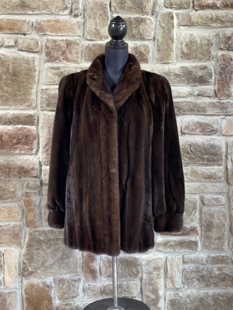 Marshall Field & Co. Dark Ranch Mink Stroller w/ Mandarin Collar, Size M