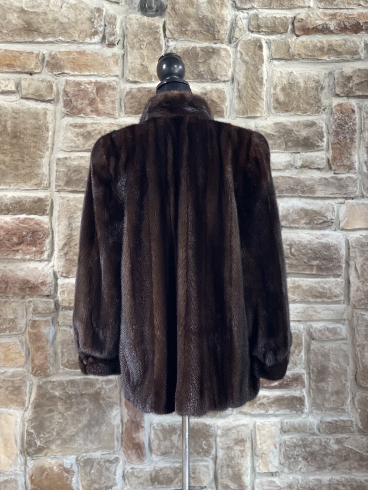 Marshall Field & Co. Dark Ranch Mink Stroller w/ Mandarin Collar, Size M