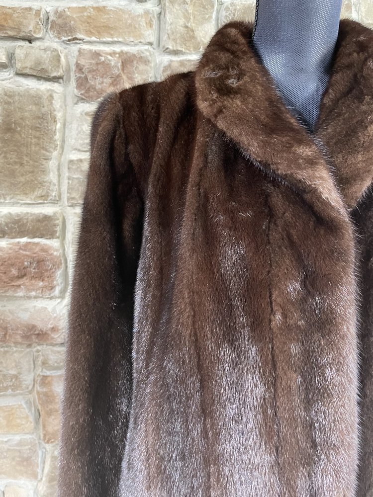 Marshall Field & Co. Dark Ranch Mink Stroller w/ Mandarin Collar, Size M