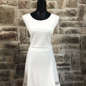 Phase7 White Dress with Mesh Insert on Skirt, Size 14