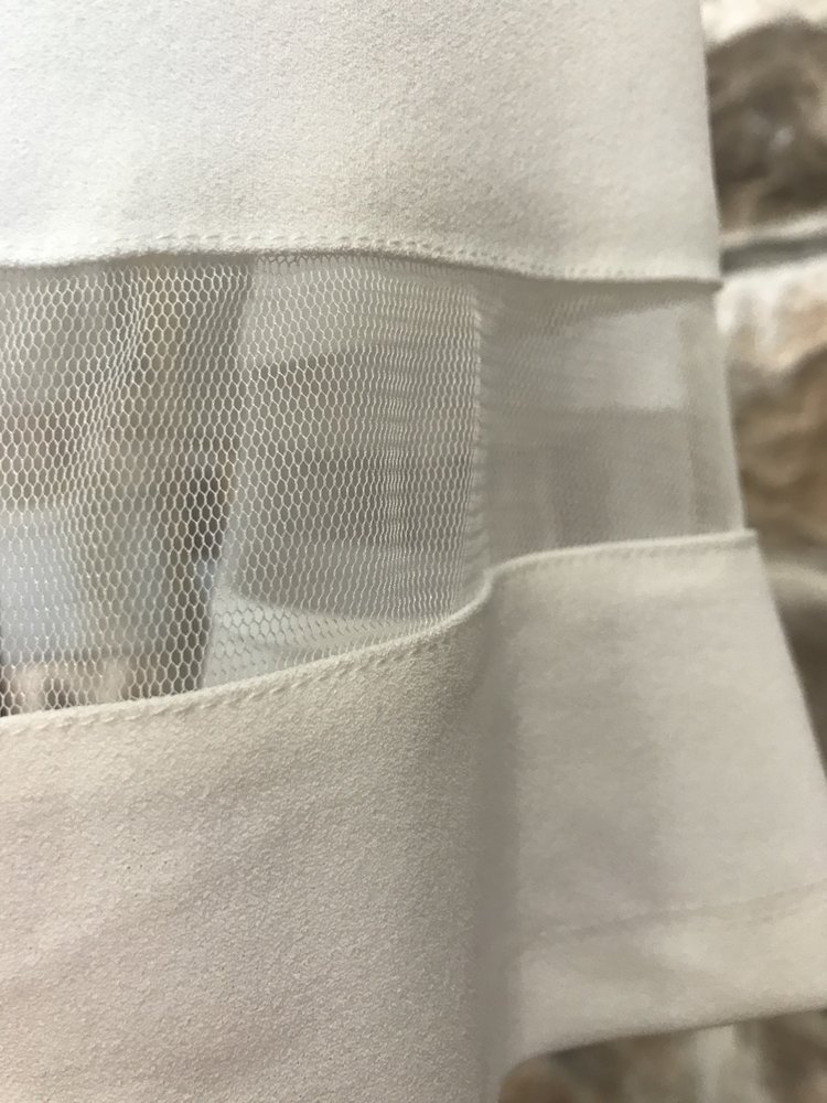 Phase7 White Dress with Mesh Insert on Skirt, Size 14