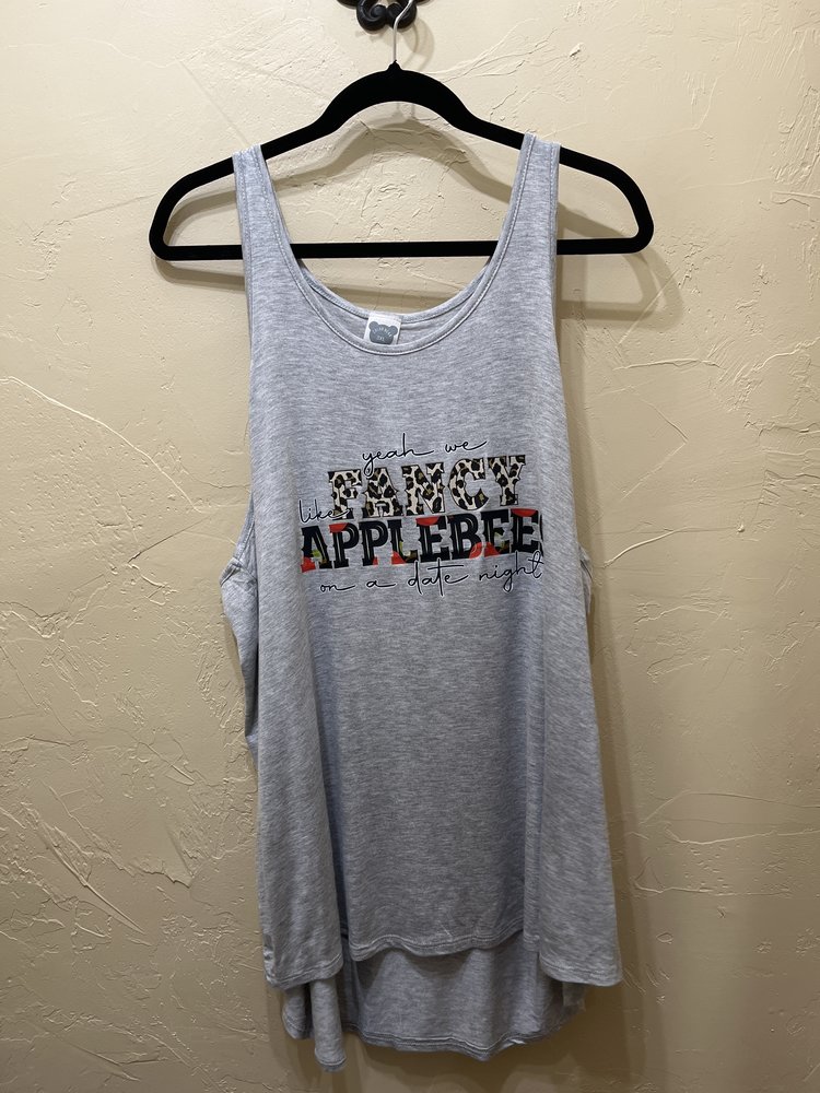 Heather Gray "Fancy Like Applebees" Racerback Tank