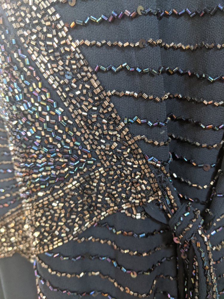 Jkara Navy Blue Beaded Top Dress, Size 14w