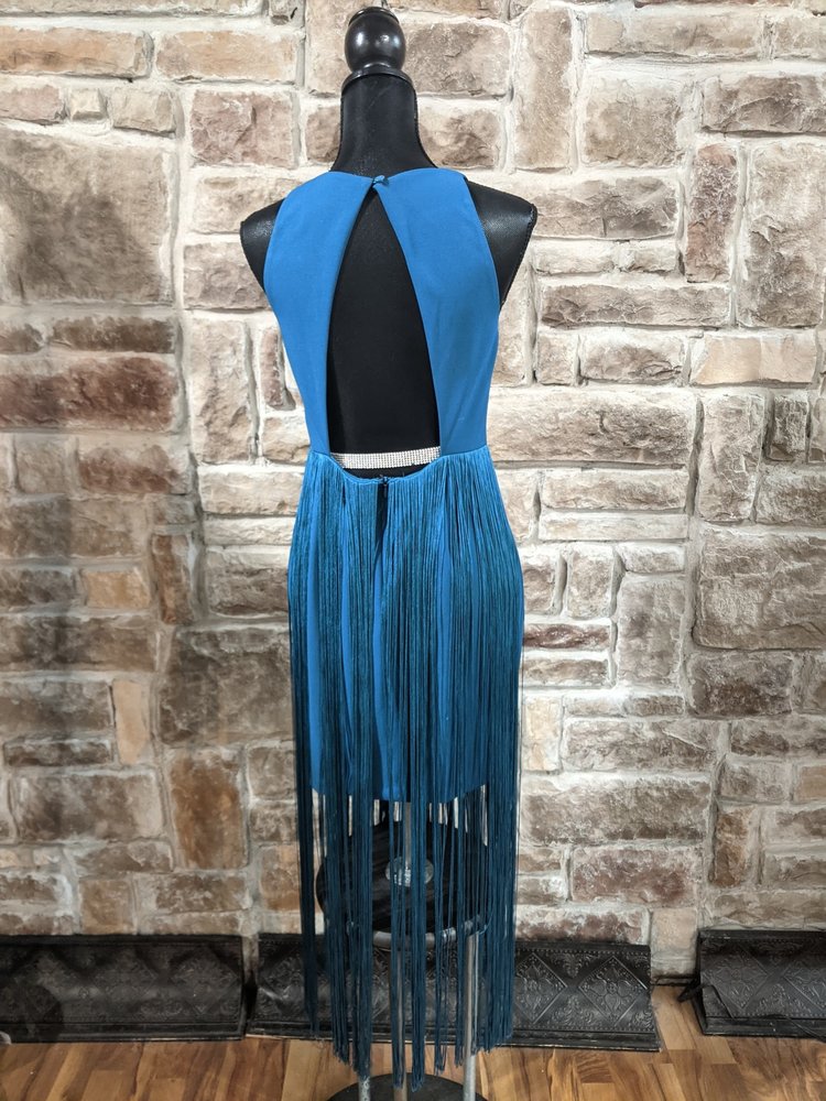 Aidan Mattox Turquoise Fringe Skirt Dress, Size 6