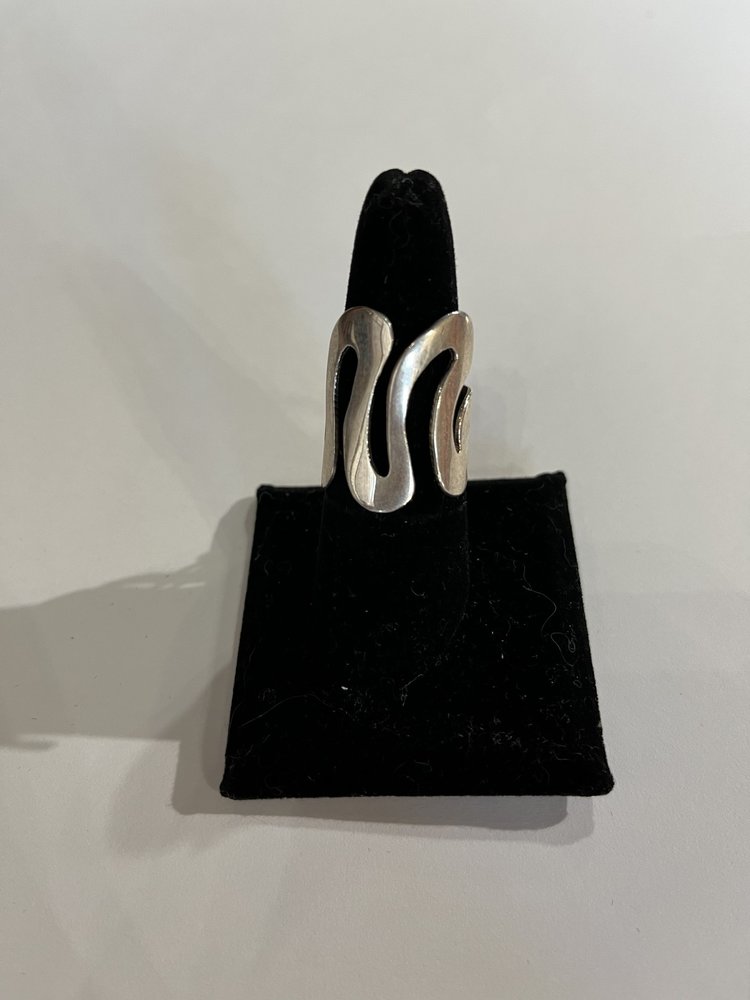 Silver Squiggle Ring, Size 8