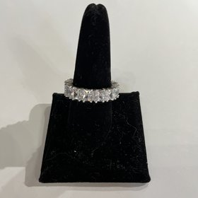 Cubic Zirconia Square Dimond Chain Ring, Size 10