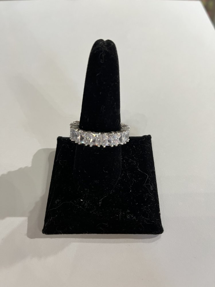 Cubic Zirconia Square Dimond Chain Ring, Size 10