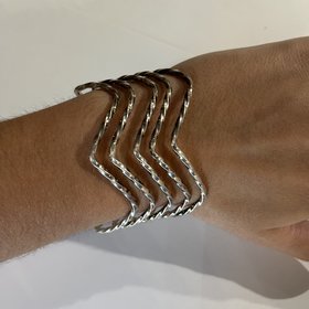 Silver Zig-Zag Multi Layer Cuff