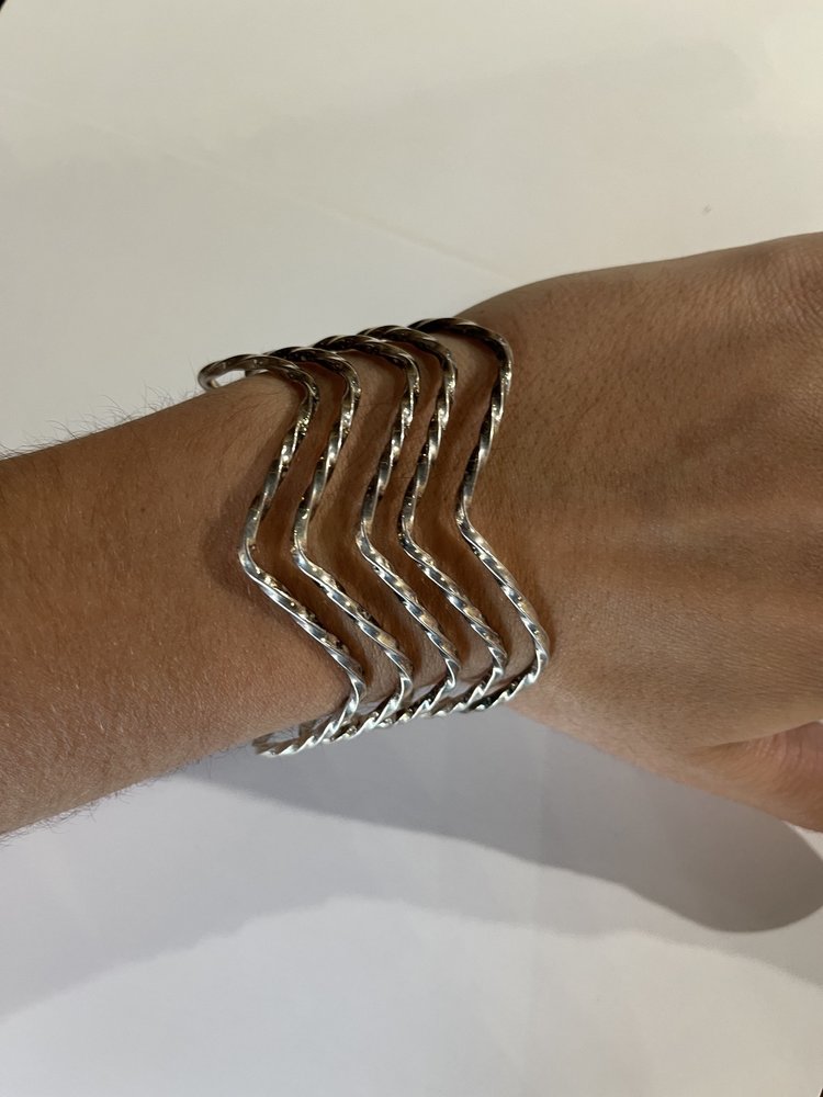 Silver Zig-Zag Multi Layer Cuff