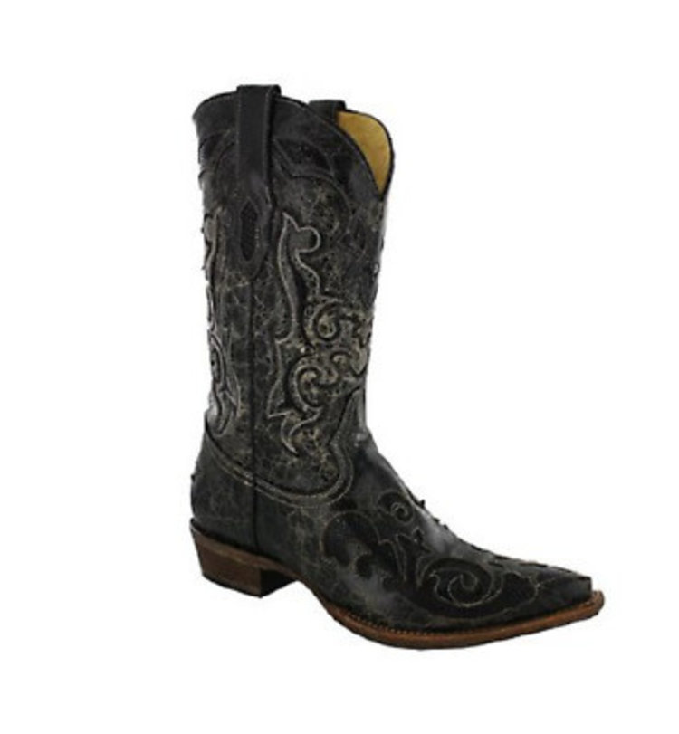 Corral Men's Corral Boot C2155, Black Vintage Lizard Inlay, Size  7 1/2