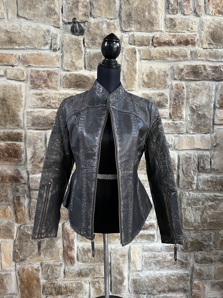 Corral Ladies Brown Embroidered & Studded Lamb Jacket, Size M